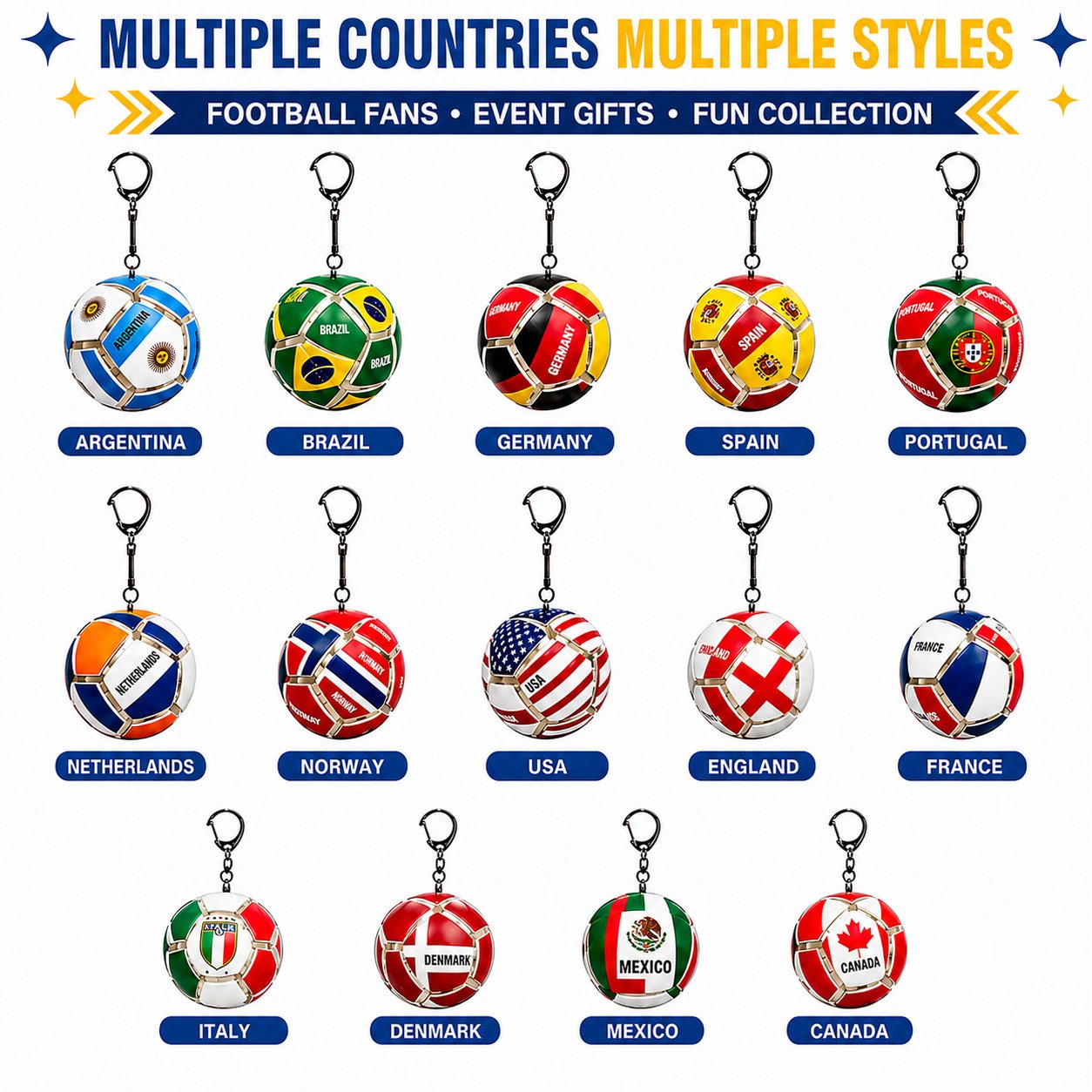 πβ½ Officially Licensed World Flag Soccer Fidget Keychain | Pocket Stress Relief Toy