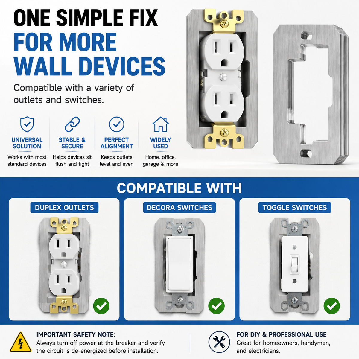 Outlet leveling spacer dimensions
