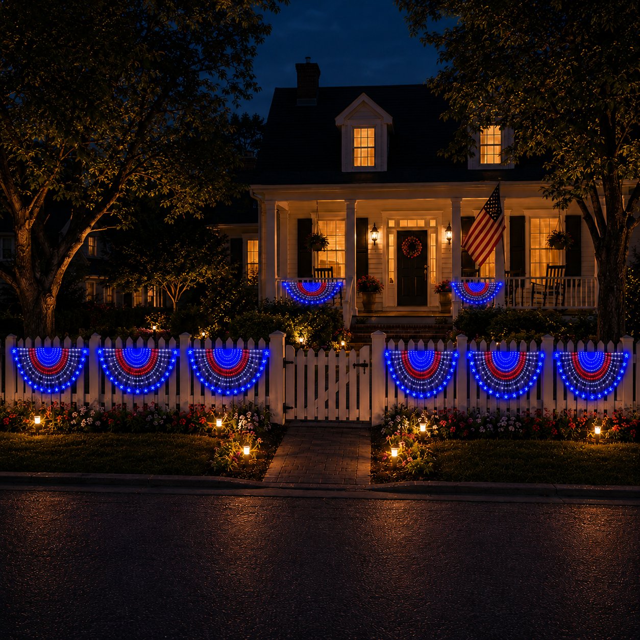 πΊπΈ Patriotic LED Fence Light β 4FT Red White Blue Glow Outdoor Decor