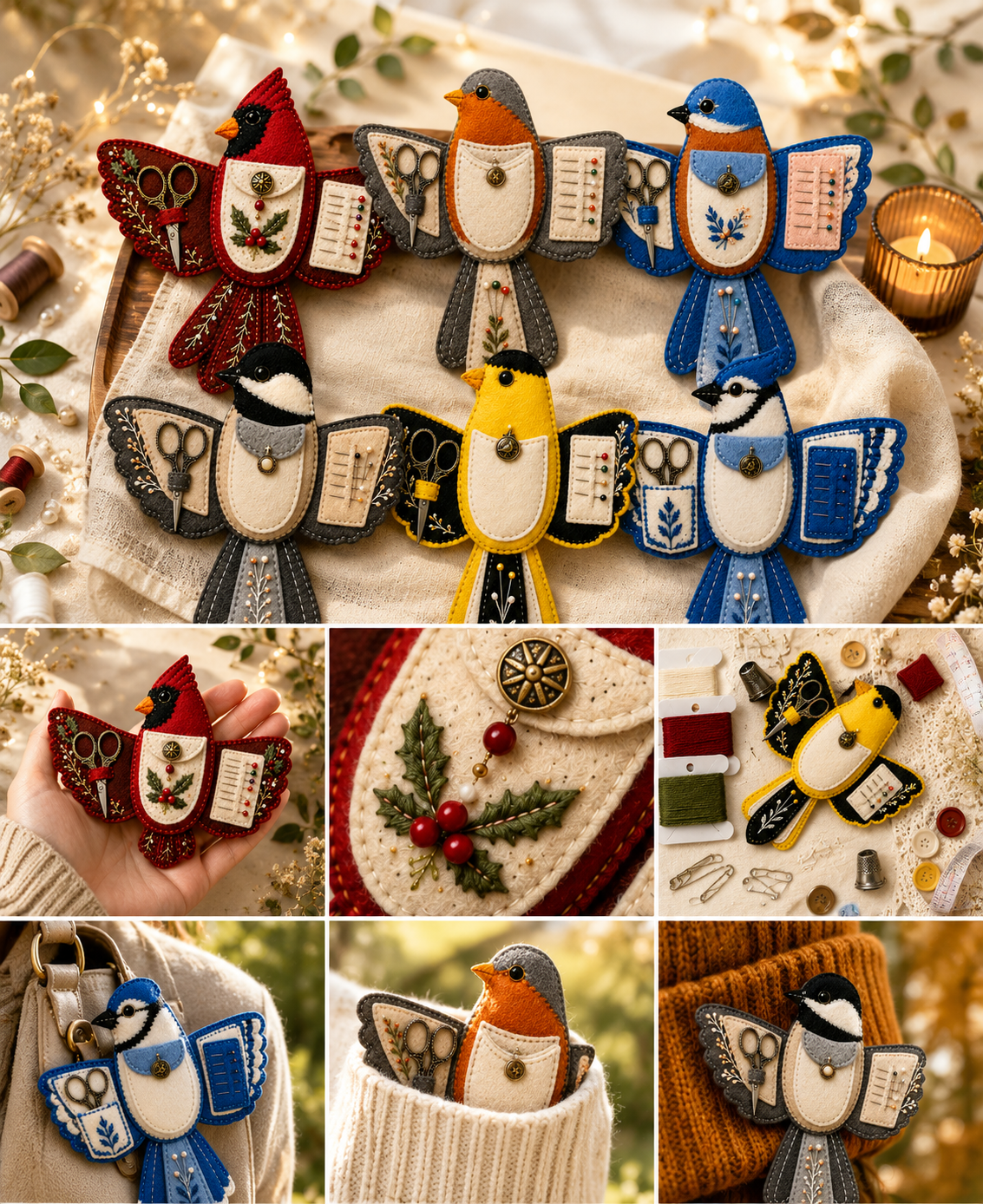 ๐ฆ Bird-Shaped Felt Sewing Organizer DIY Kit