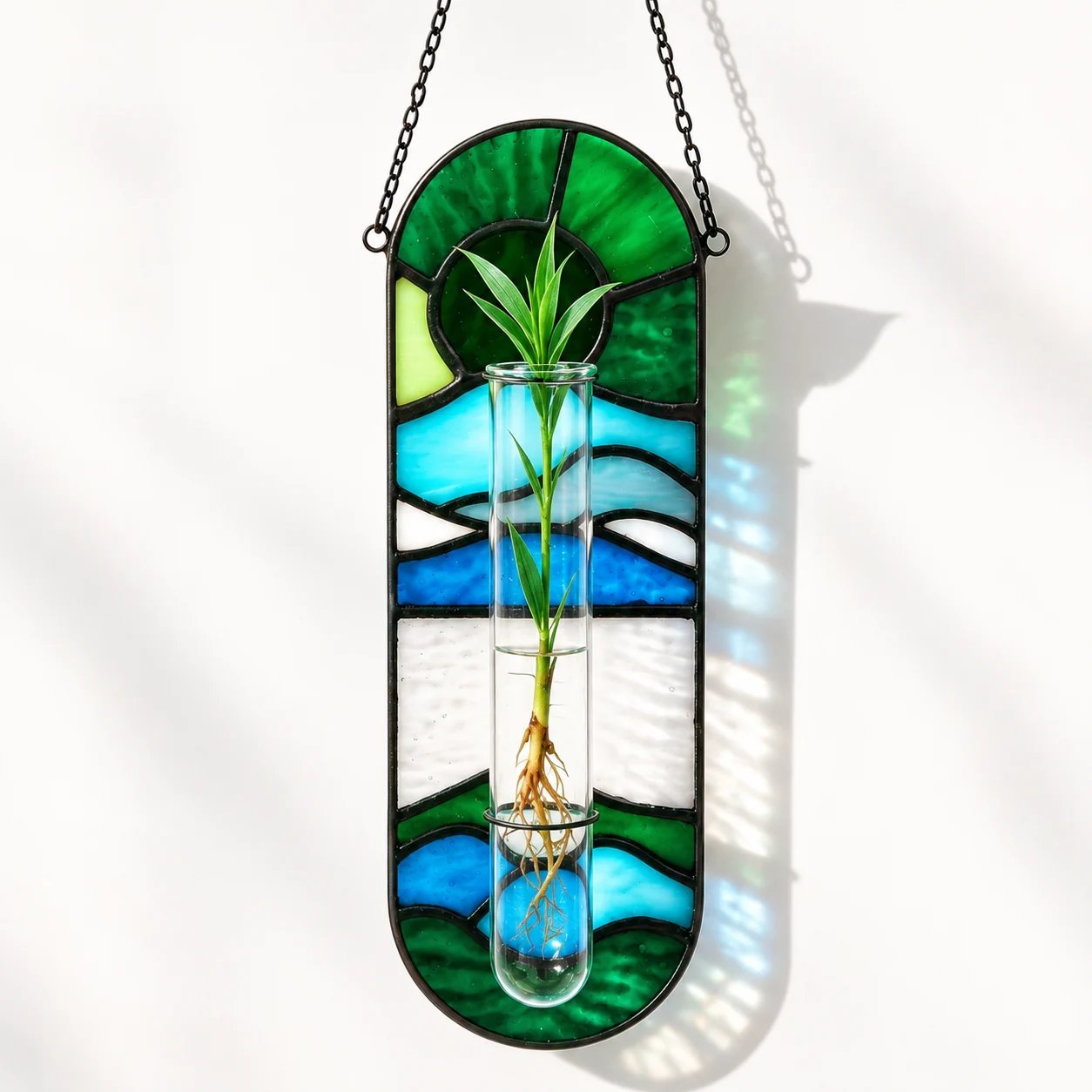 Stained Glass Hanging Plant Propagation Vase