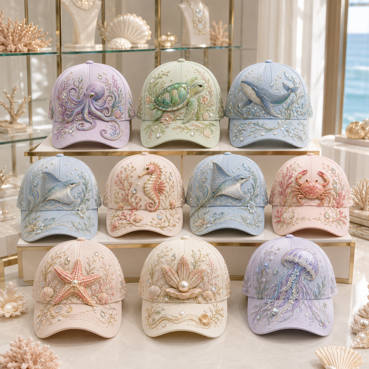 β¨The Perfect Ocean Lover Gift β π 3D Ocean Creatures Embroidery Cap
