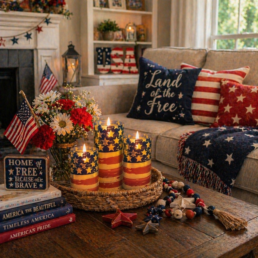 3-Piece Set - Patriotic Flameless Candles (With Remote Control)