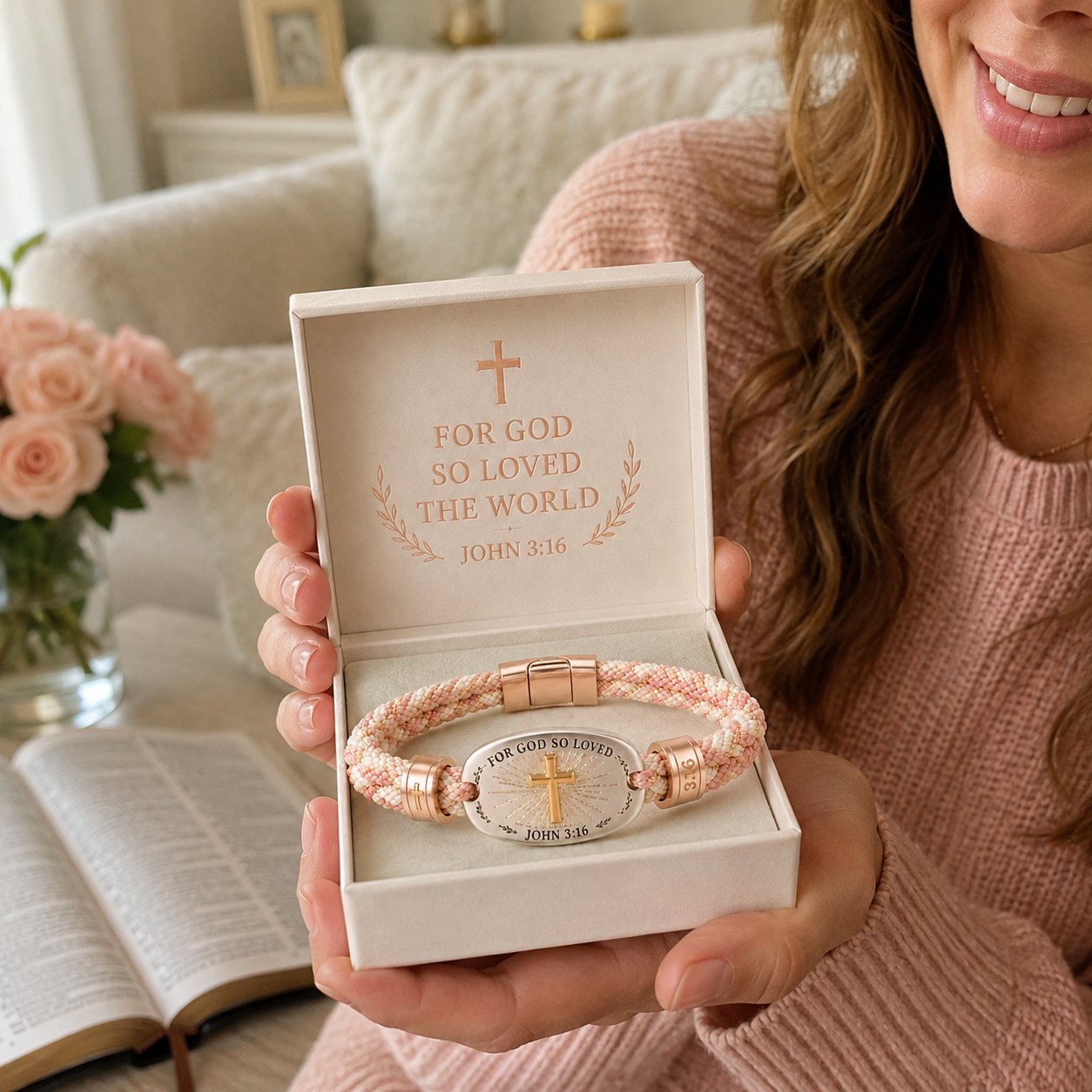 ✝️ Christian Scripture Faith Bracelet Collection | 6 Meaningful Bible Verse Designs with Raised Gold Cross, Magnetic Clasp & Matching Gift Box 💗✨