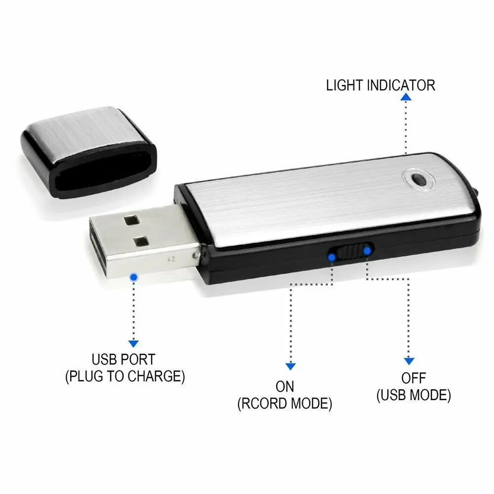 🎙️💾USB Flash Drive Voice Recorder 2-in-1 – Voice Activated, Smart Noise Reduction, Scheduled Recording,Auto File Save