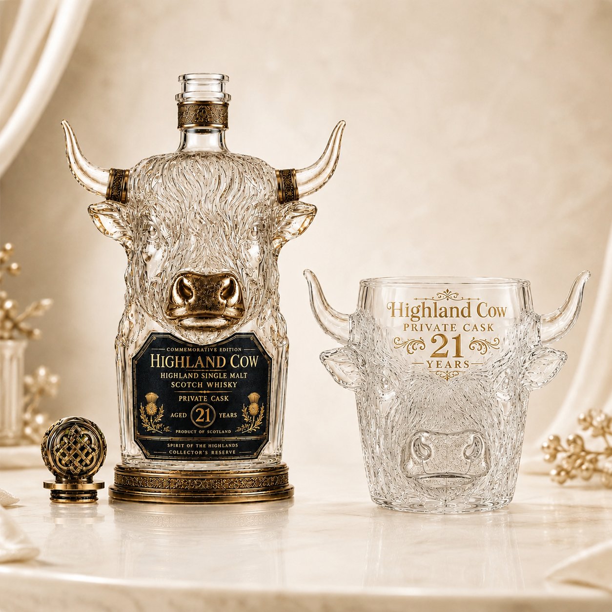 🔥✨21st Anniversary Limited Edition✨🔥 Highland Cow Private Cask Whiskey Glassware Set