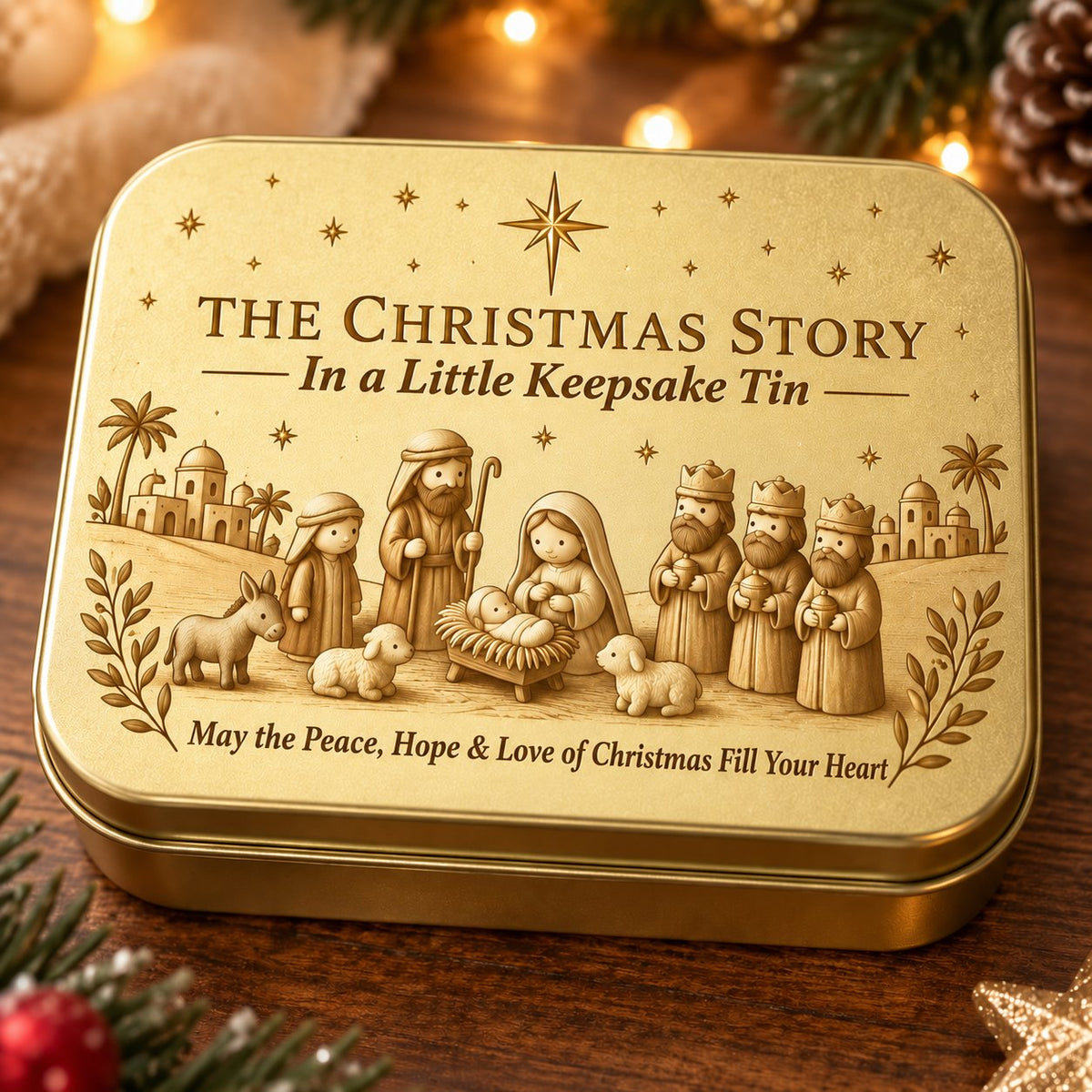 Religious Pocket-Size Mini Nativity Scene Set with Storage Box