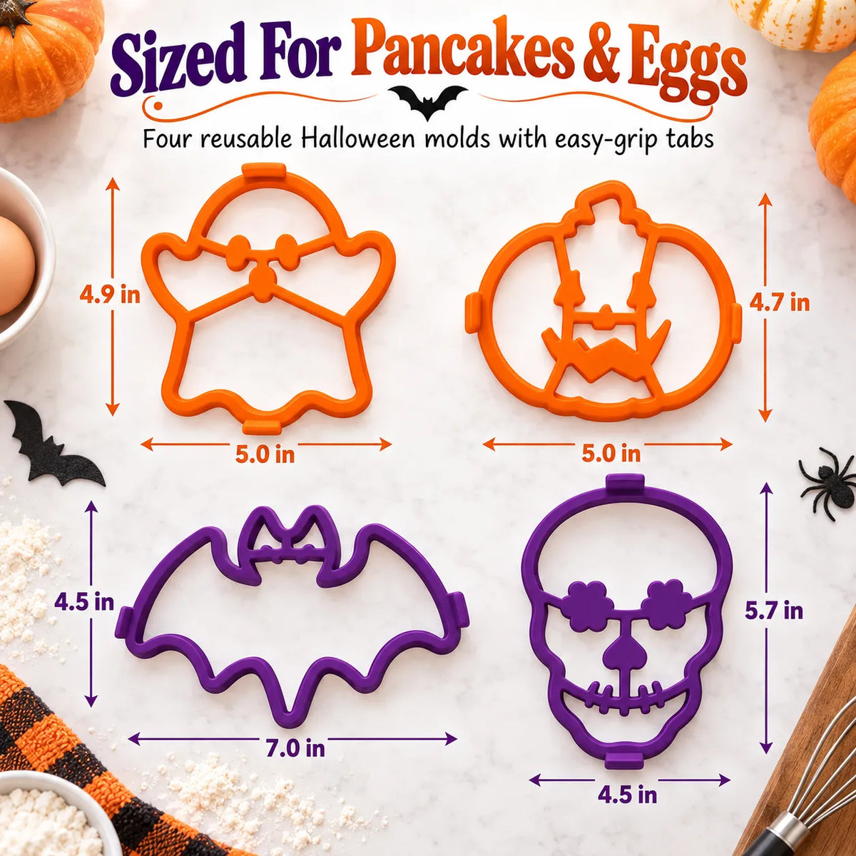 ππ³ Spooky Breakfast Shape Set β 4 Reusable Molds for Pancakes, Eggs & Halloween Fun