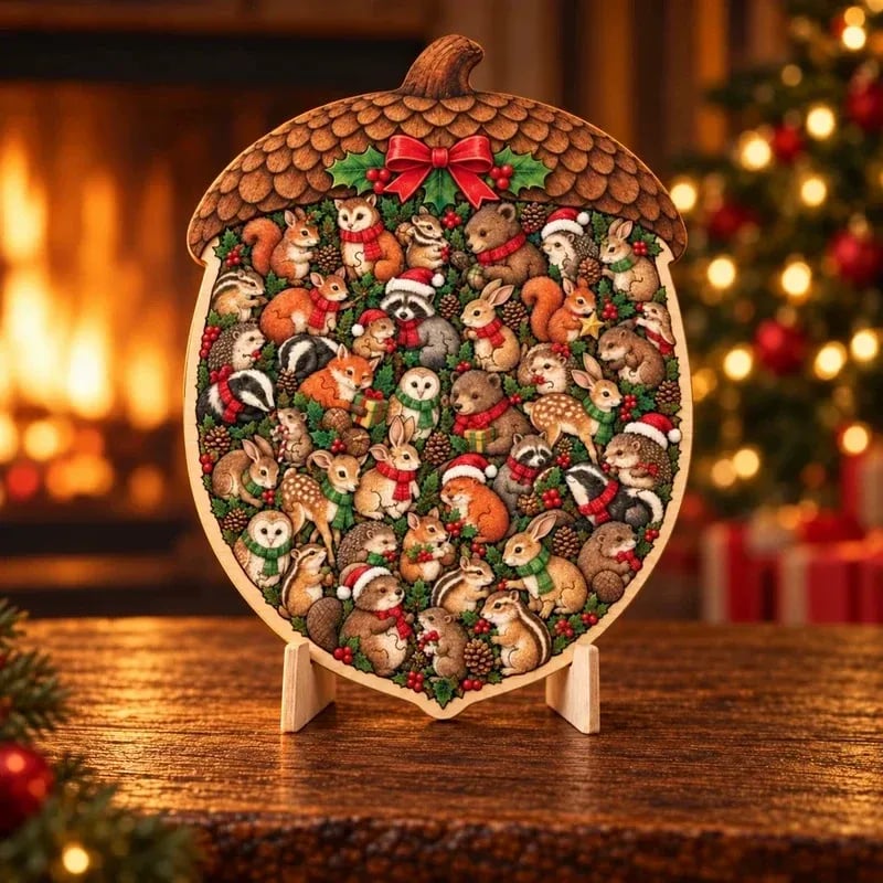 Wooden Christmas Puzzle with Stand β 8 Festive Designs to Build & Display