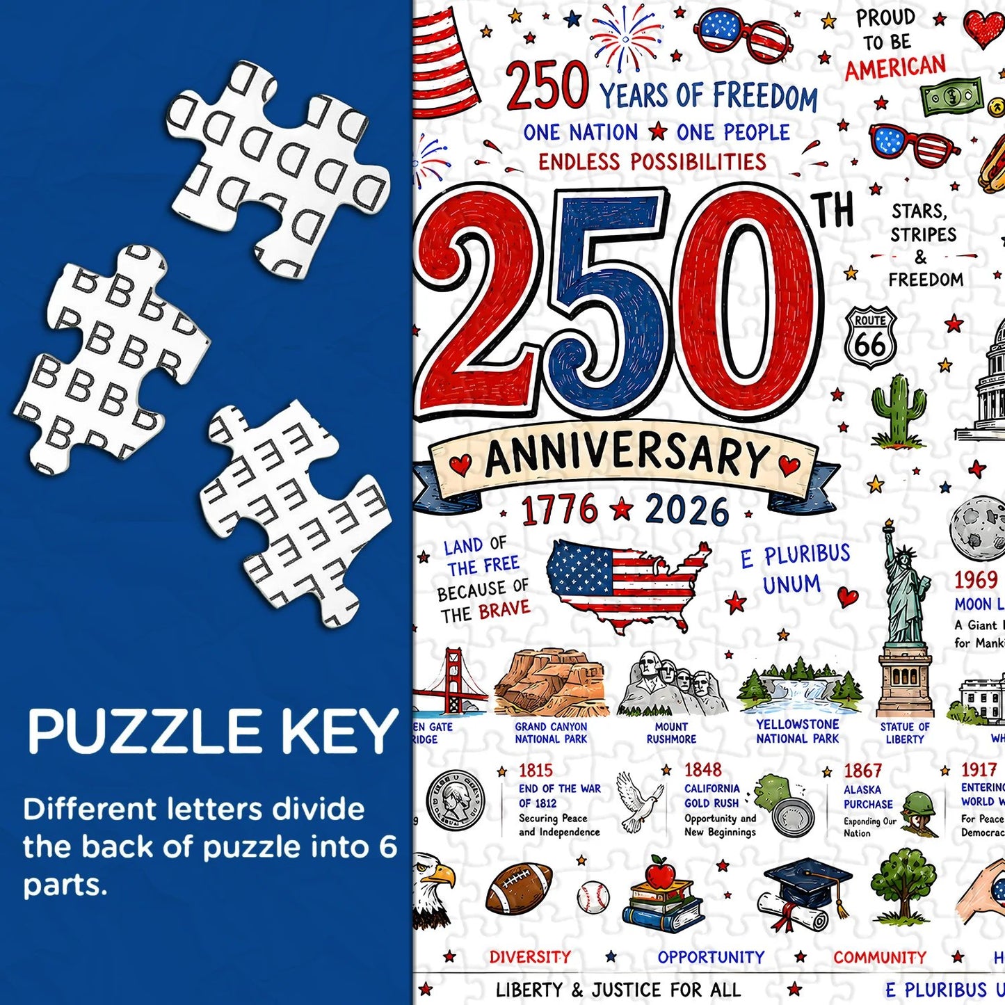π§© Patriotic America Jigsaw Puzzle 1000 Pieces π Buy 2 Free Shipping