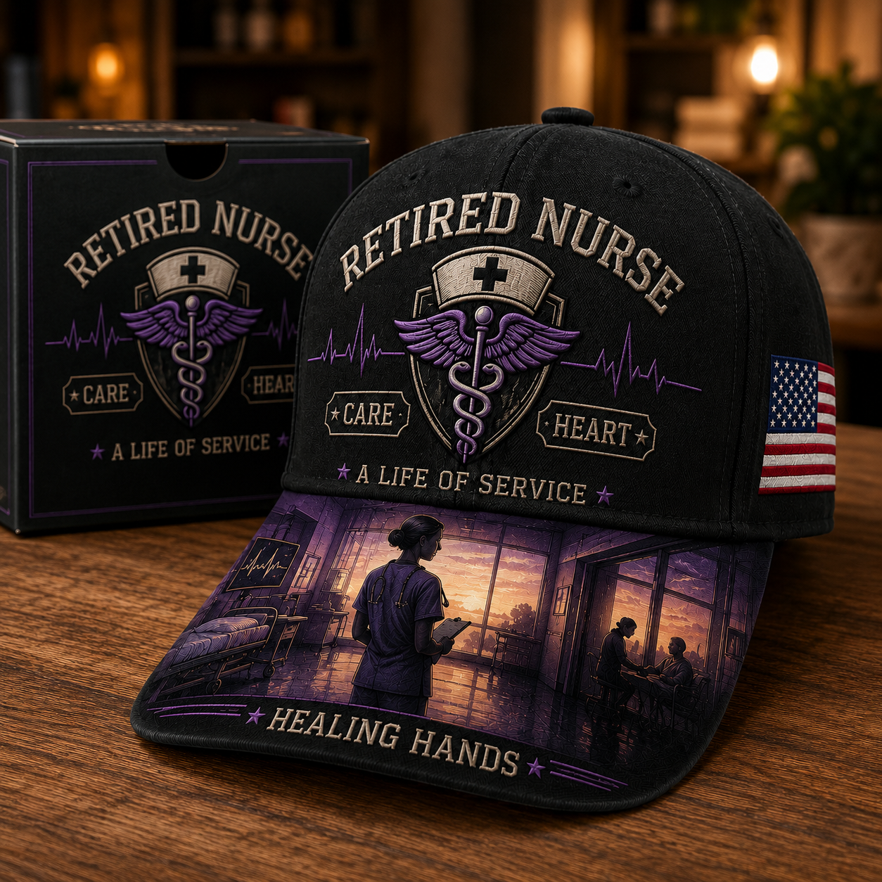 💜Retired Nurse Healing Hands Commemorative Cap