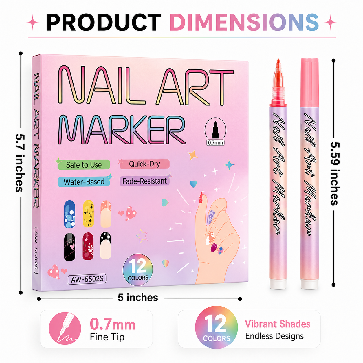🔥 50K+ Sold! 12-Color Nail Art Pens Set – Ultra-Fine DIY Manicure Paint Pens