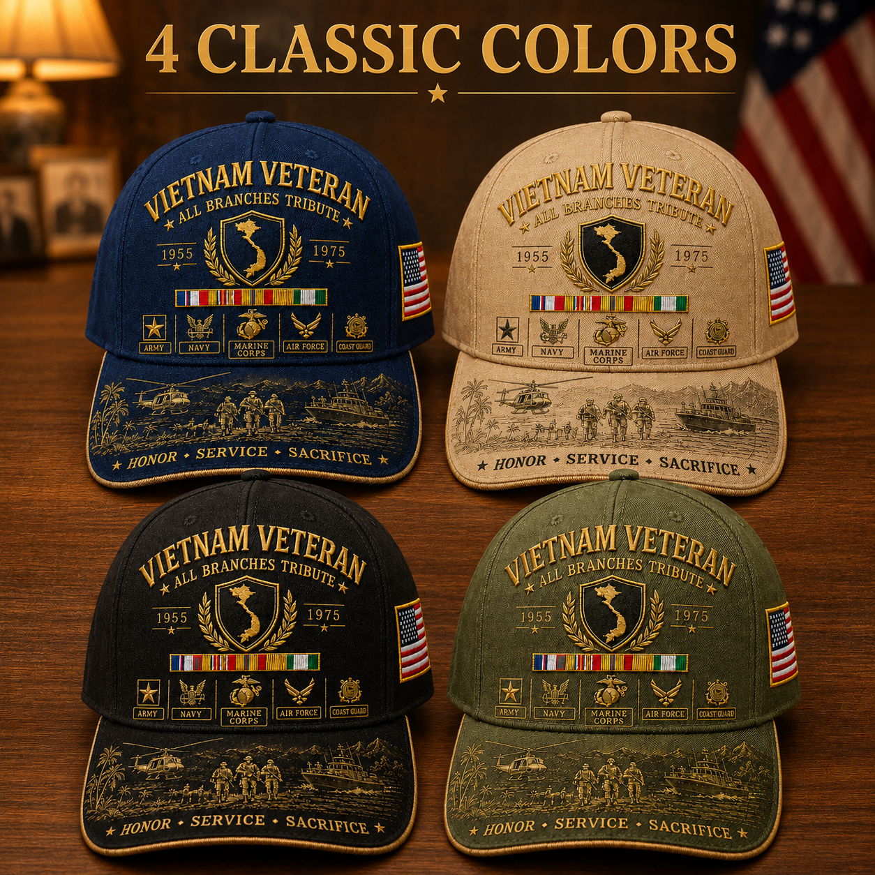 us🚁🎖️Vietnam Veteran United Services Tribute Cap – Honor, Service & Sacrifice 1955–1975