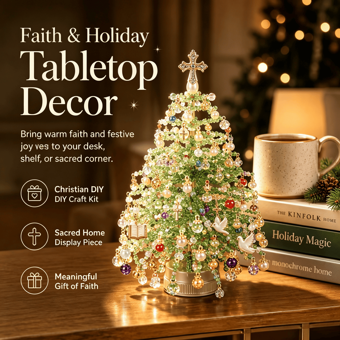 🎁🎄 DIY Beaded Christmas Tree Kit – 🎅Create Your Own Sparkling Holiday Decoration