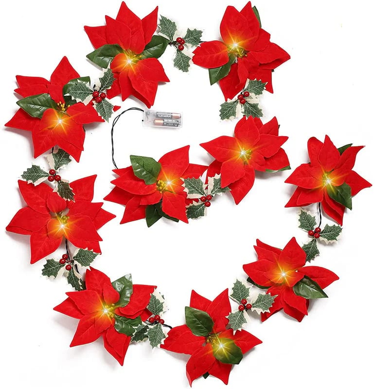 đđ 49% OFF Christmas Gift Decor â Poinsettia LED Garland String Lights