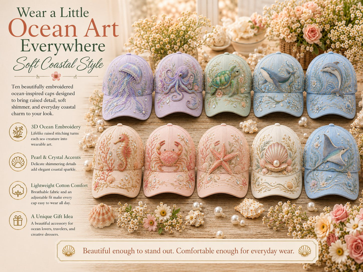 ๐ฅ Last Day 69% OFF โ ๐๐งข 3D Ocean Creatures Embroidery Cap (๐ฆBuy 2 Free Shipping)