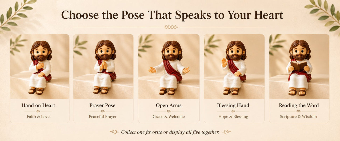 ๐LAST DAY 50% OFF- โ๏ธ๐ Jesus Shelf Sitter Figurines โ 5 Meaningful Poses โค๏ธ Christian Faith Desk & Shelf Dรฉcor ๐