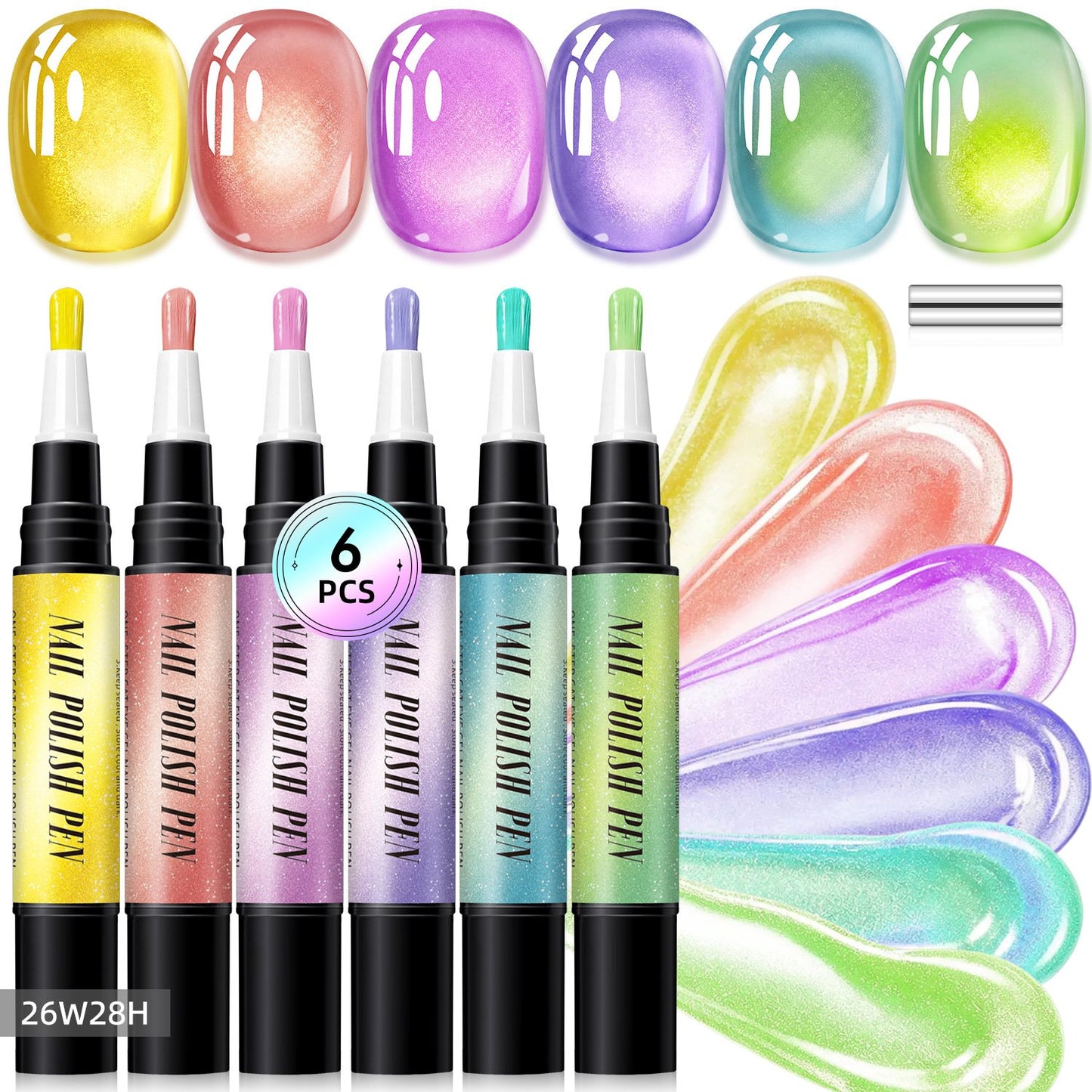 ð
6PCS One-Step Gel Nail Art Pen Set â Salon Beauty at Home