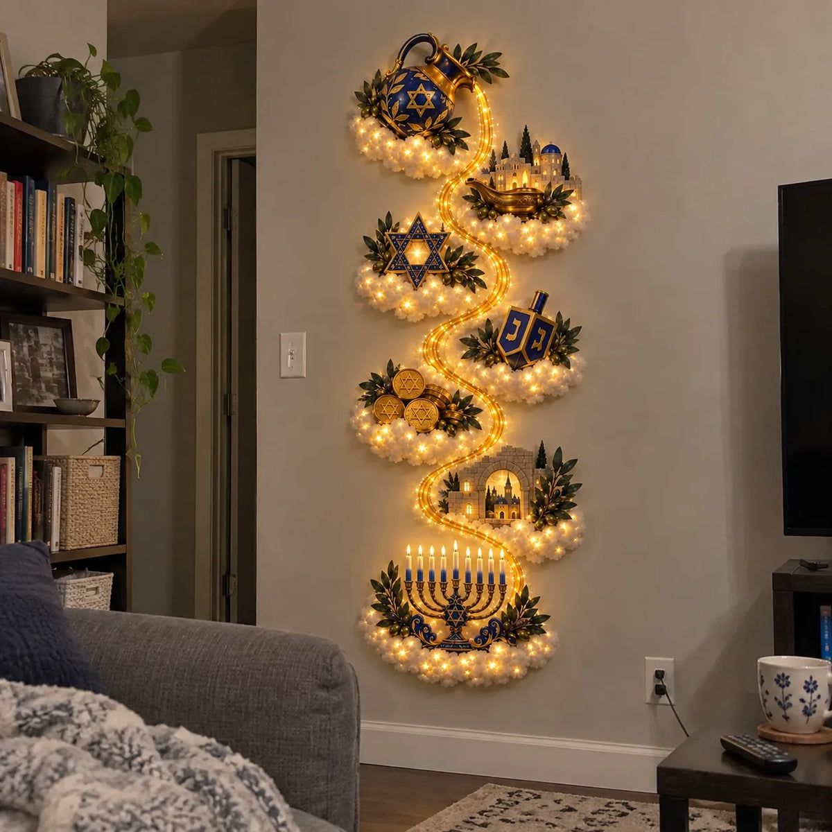 πβ¨ Eight Nights of Golden Light β Glowing Hanukkah Story Wall Collection