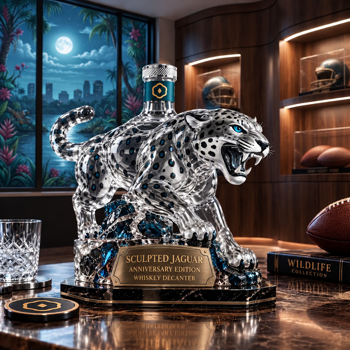 🐆 Sculpted Jaguar Whiskey Decanter – Anniversary Edition