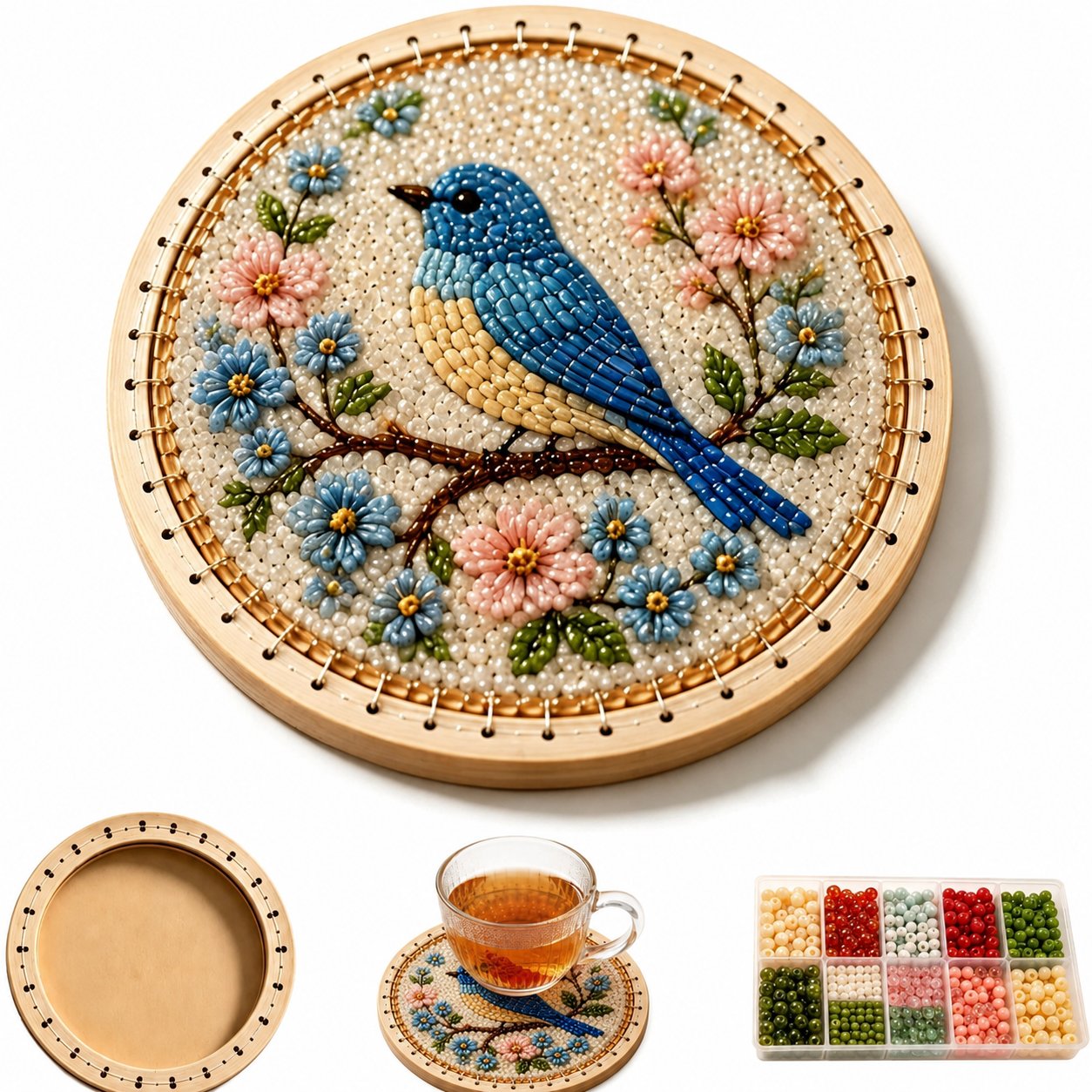 ๐งต๐ DIY Handmade Floral Beaded Coaster Kit โ Relax, Create & Decorate Your Home