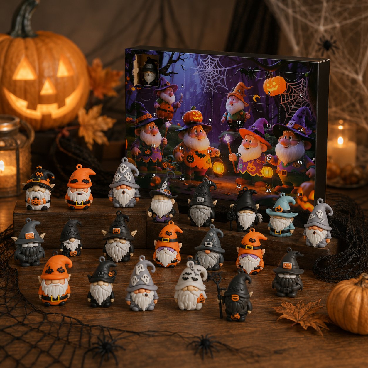 🎃✨ 24 Days of Halloween Gnome Surprise Figures Advent Calendar Box