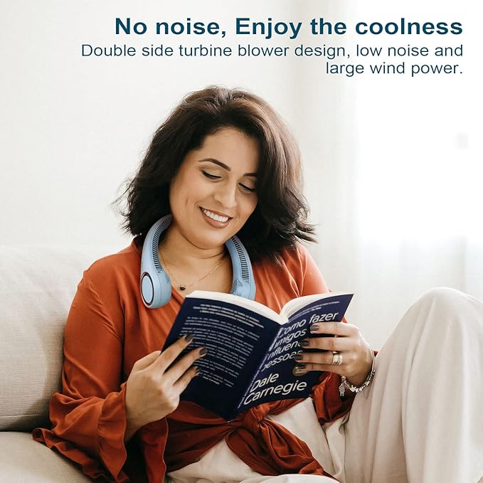 ✨Portable Neck Fan - Hands-Free Bladeless Personal Wearable Fan, 3-Speed USB Rechargeable Cooling Fan for Travel, Office & Outdoor