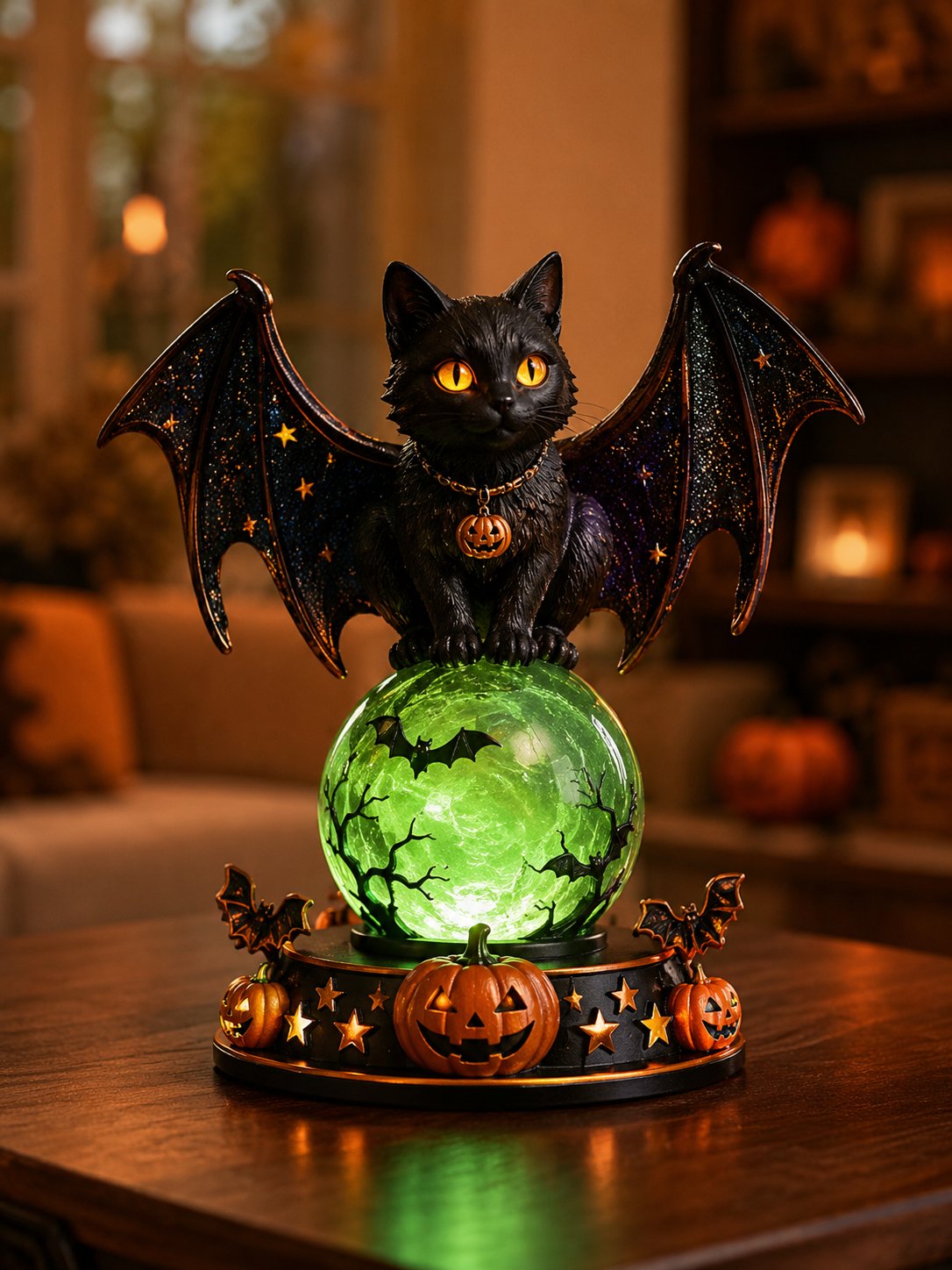 👻Halloween Raven Crystal Ball Lighted Decor