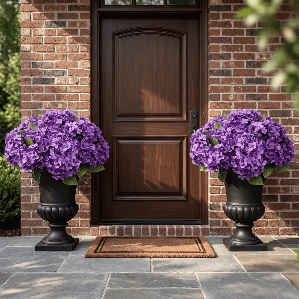 Purple artificial hydrangea pair