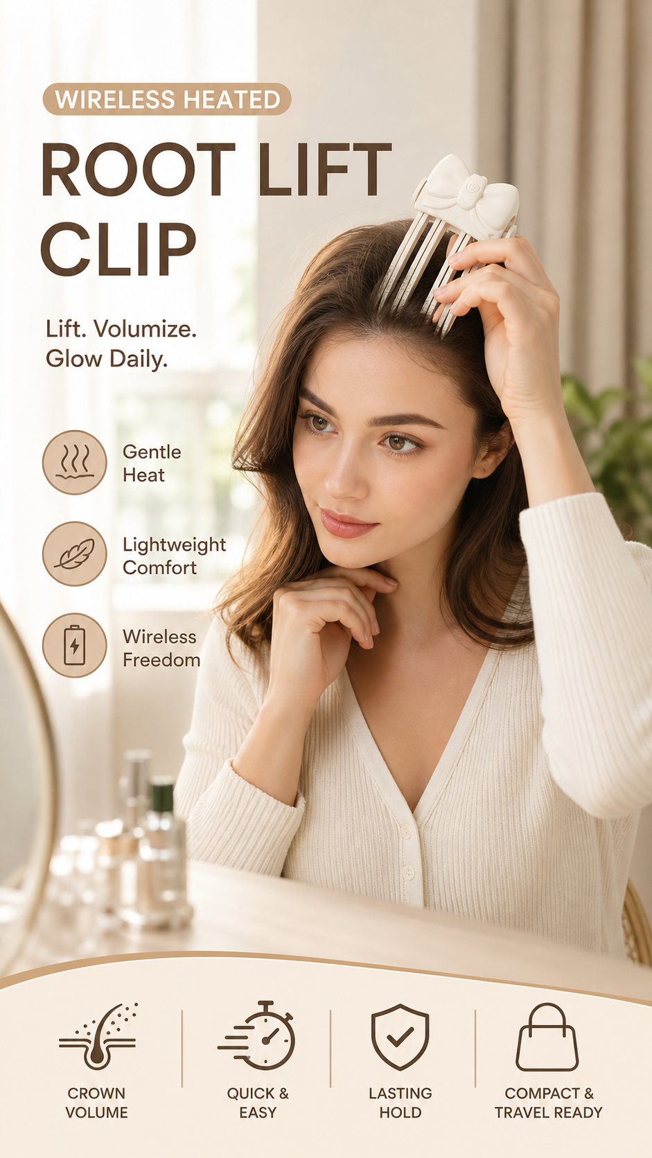 Heated root lift clip product detail