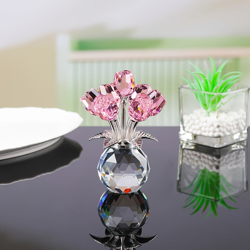 🔮Everlasting Crystal Rose Flower Figurine in Vase