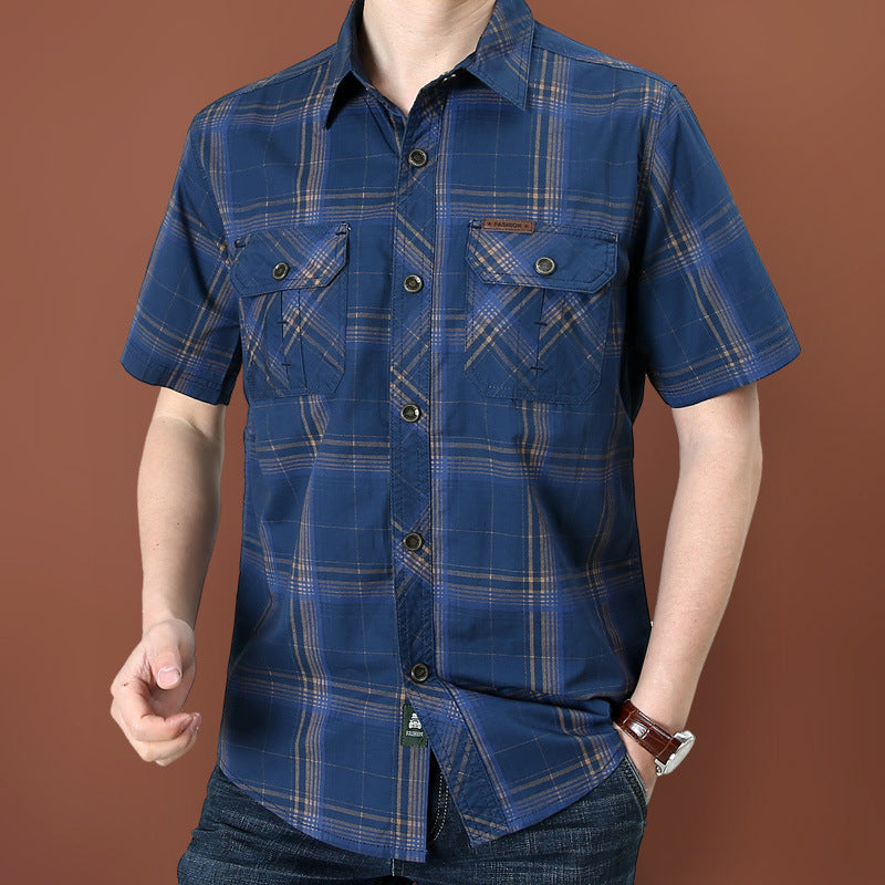 π50% OFF! π Men's Casual Plaid Short Sleeve Shirt β Classic Pattern, Relaxed Fit, Breathable Comfort β¨