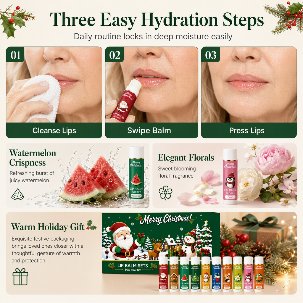 ๐๐ Holiday Lip Care Gift Box โ 10 Festive Lip Balms for Stockings, Sharing & Christmas Surprises