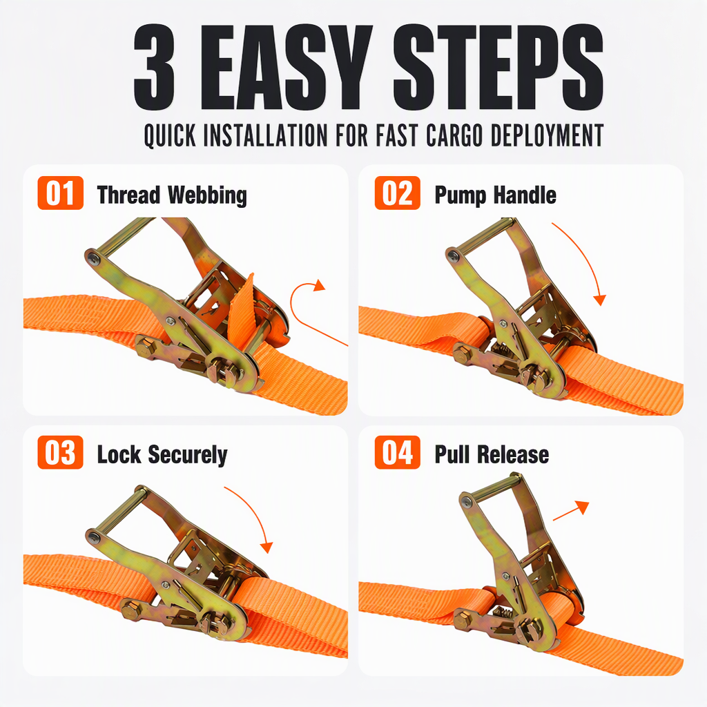 ππͺ Heavy-Duty Ratchet Cargo Strap β Secure Double-Hook Tie Down for Cars, Trucks & Trailers