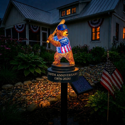 🔥Last Day 70% OFF - ⚾150th Anniversary Baseball Bear Solar Garden Stake Light