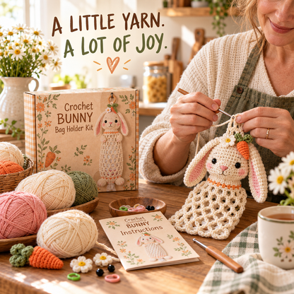 🔥LAST DAY 49% OFF – 🌼 Cottage Harvest Keepers™ — Crochet Animal Bag Holder DIY Kit | 11 Adorable Designs