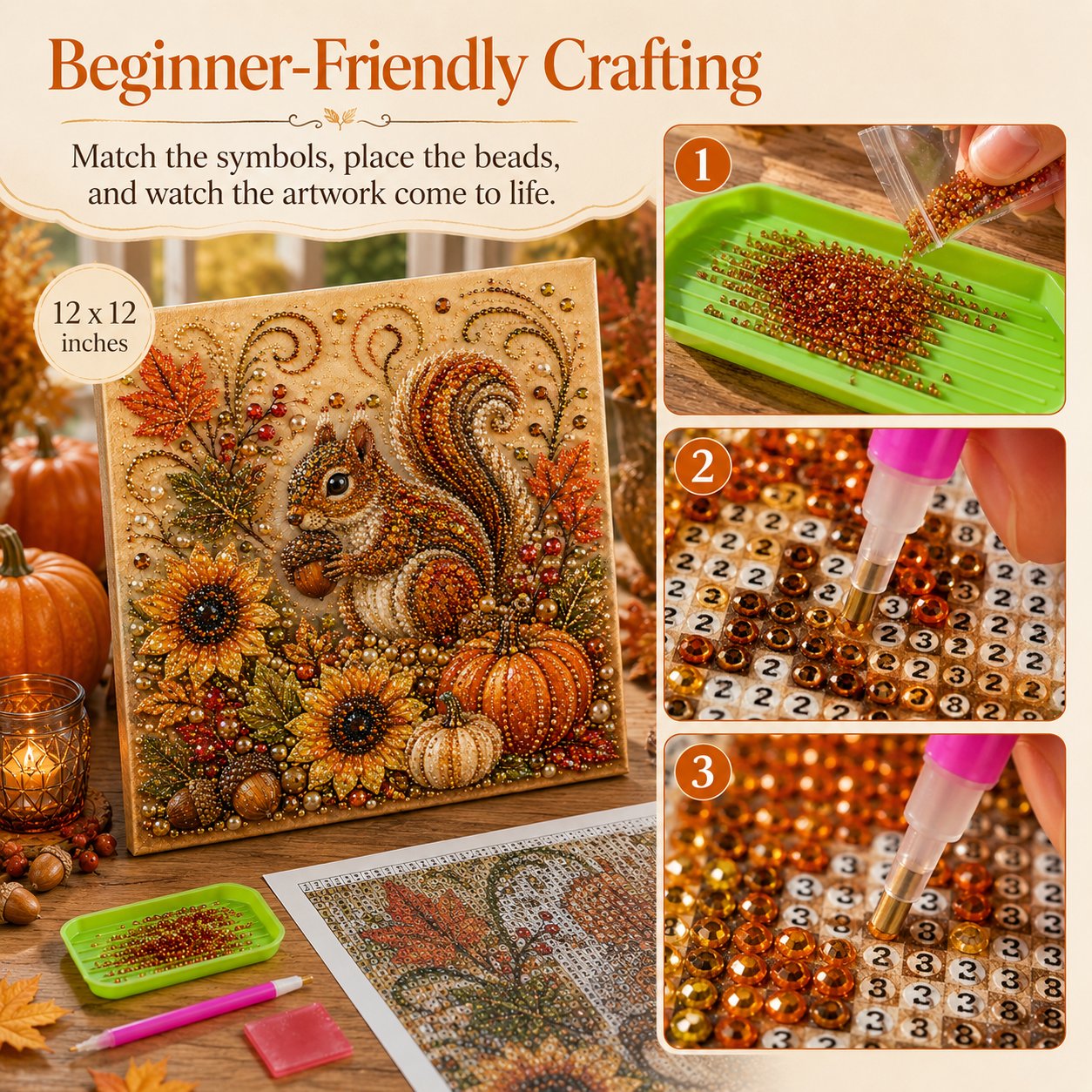 🍂✨Autumn Pearl Painting Kit - Relaxing DIY Craft to Create Sparkling Fall Artwork