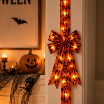 🎃4PCS Light-Up Halloween Tassel Decor With Orange Bow