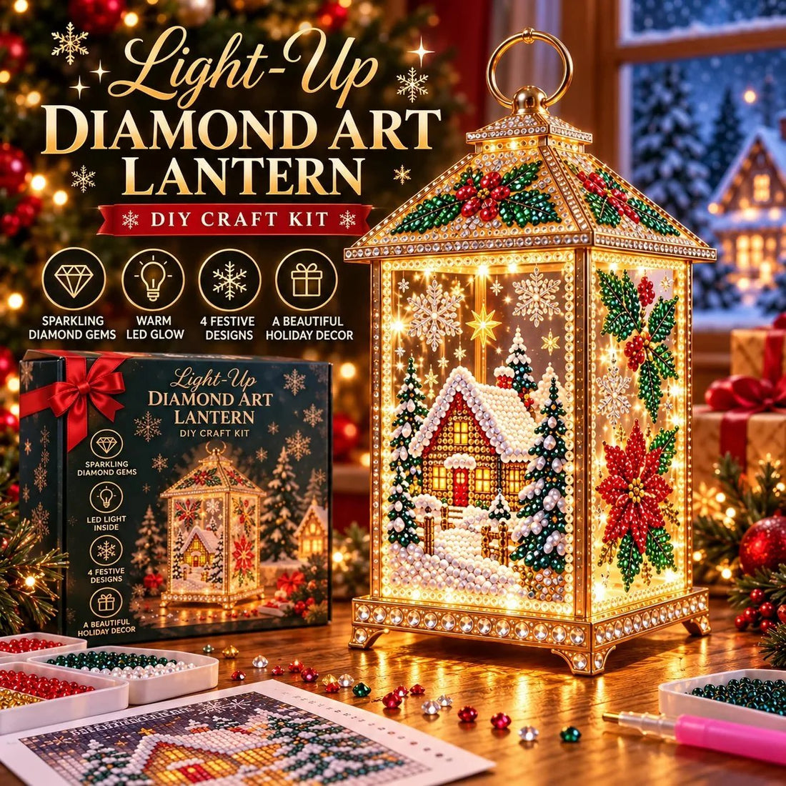 Christmas Diamond Art Lantern Craft Kit