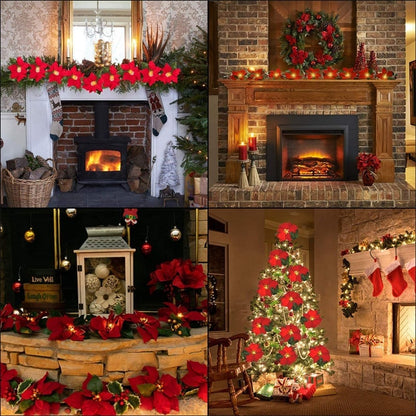 🎉🎁 49% OFF Christmas Gift Decor – Poinsettia LED Garland String Lights