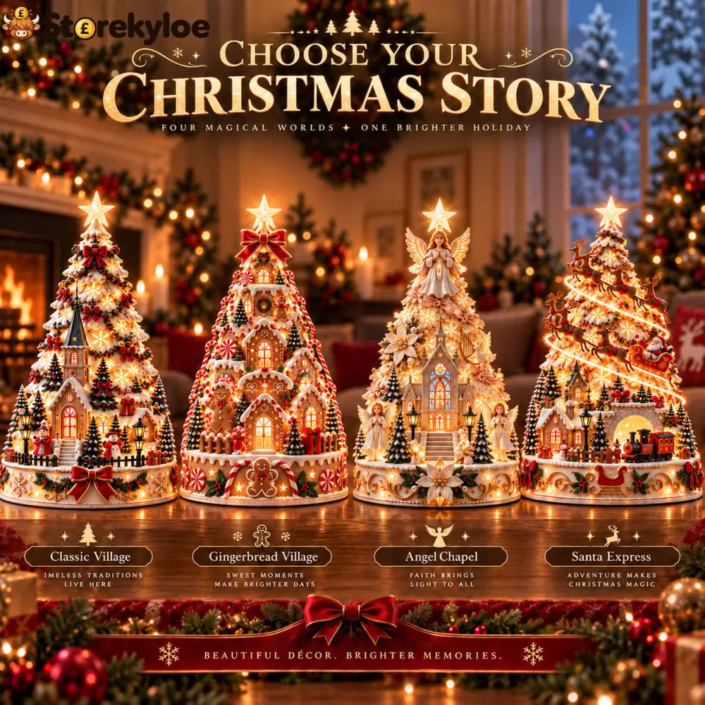🎄Christmas Village Projection Centerpiece – 4 Themed Villages