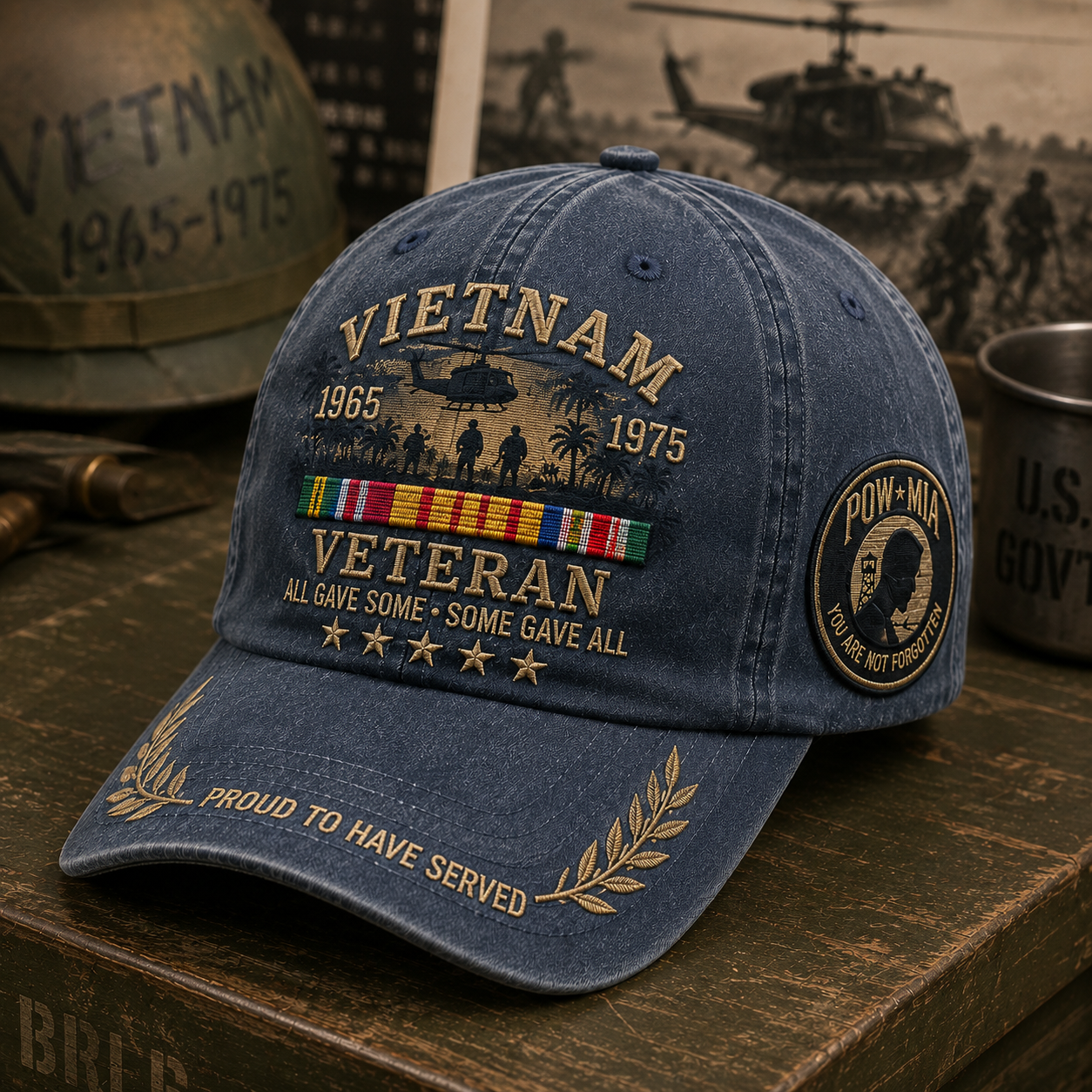 🎖️Vietnam Veteran 1965–1975 Commemorative Embroidered Cap –💛 Proud to Have Served