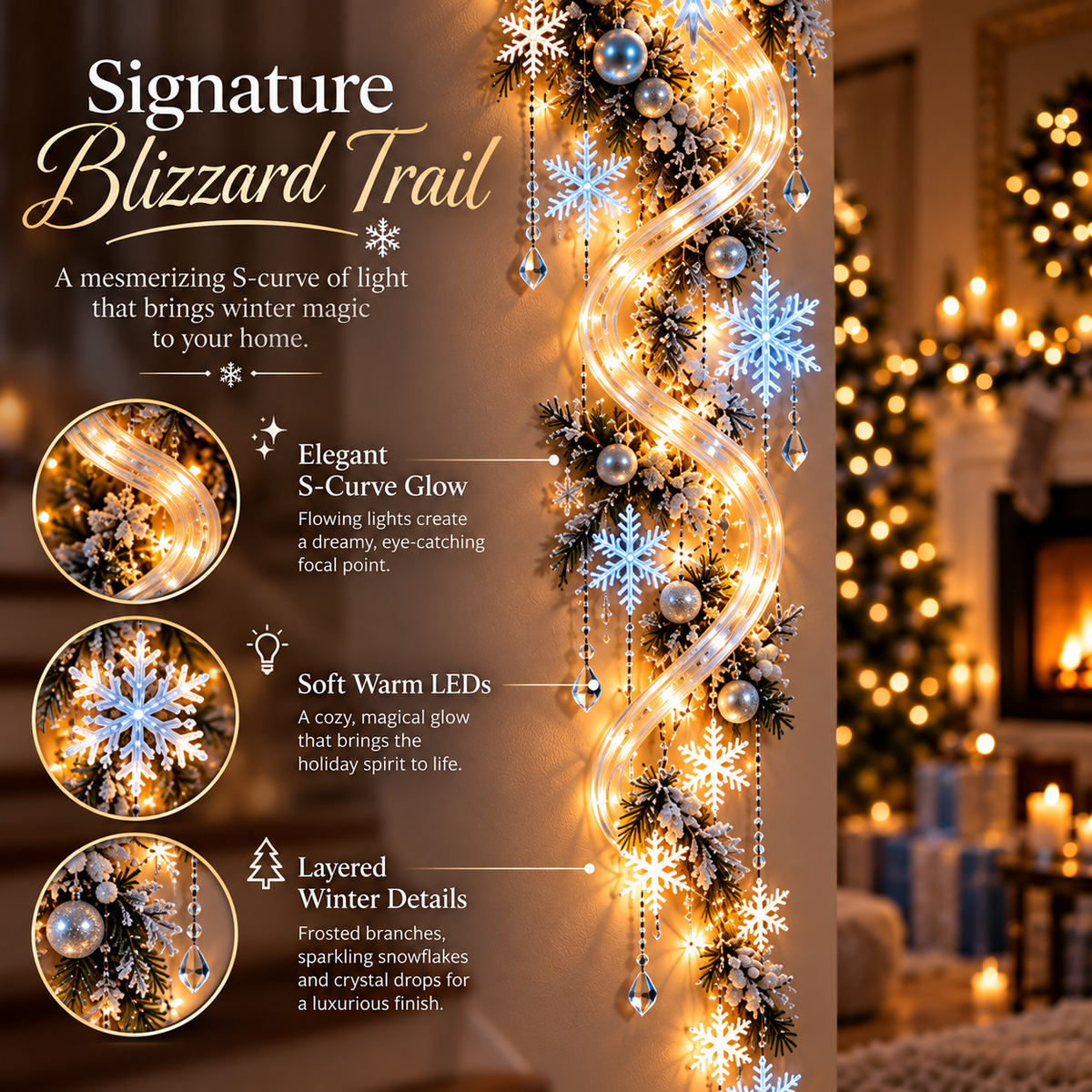 ❄️Giant Snowflake Blizzard Trail™- Let the Snowstorm Glow Indoors
