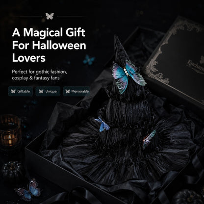 🦋 🧙Mystical Butterfly Witch Hat – 🖤Enchant Your Halloween Look