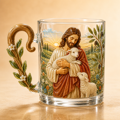 3D Faith-Inspired Glass Mug – Jesus & Virgin Mary Religious Collectible Gift