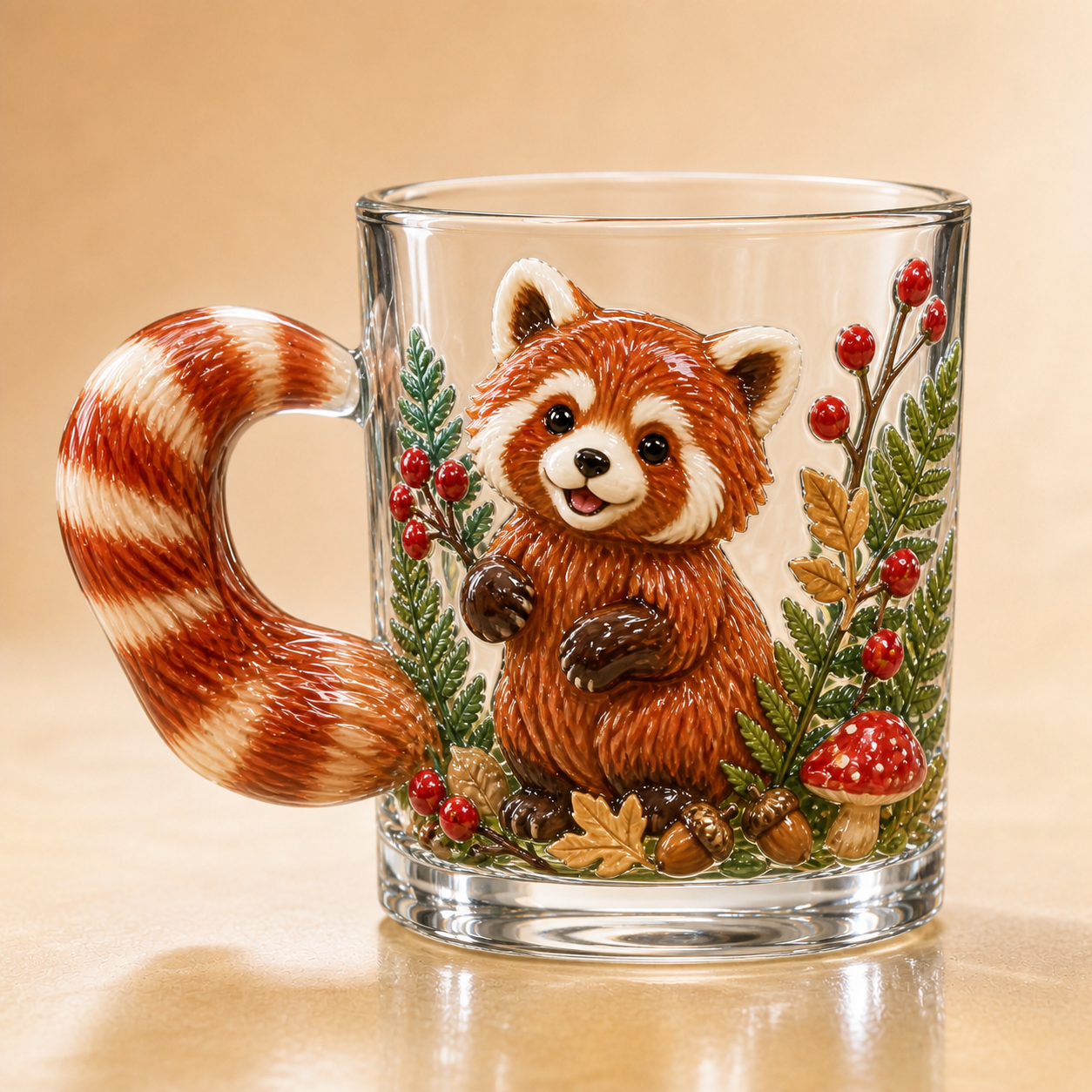 3D Animal Tail Glass Mug