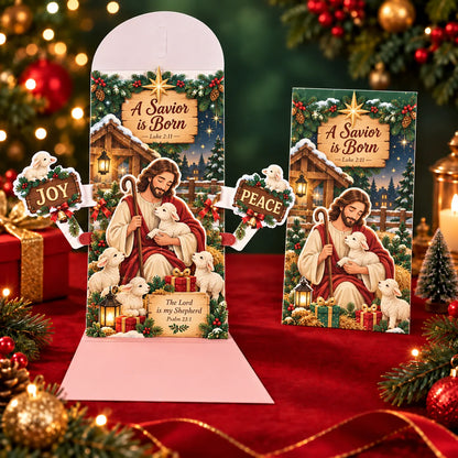 Handmade 3D Christmas Money Card – Pop-Up Holiday Card with Cash Envelope & Message Space 💌✍💵