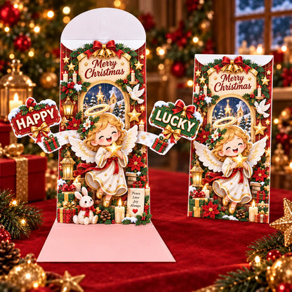 Handmade 3D Christmas Money Card – Pop-Up Holiday Card with Cash Envelope & Message Space 💌✍💵