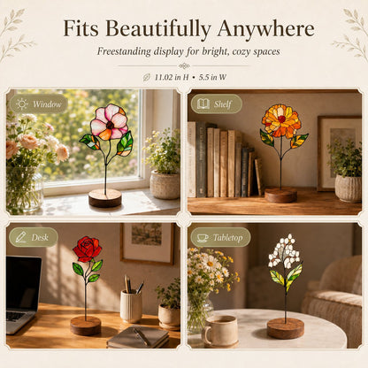 🚚Buy 2 Get Free Shipping - Handmade Stained Glass Flower Freestanding Window Decor