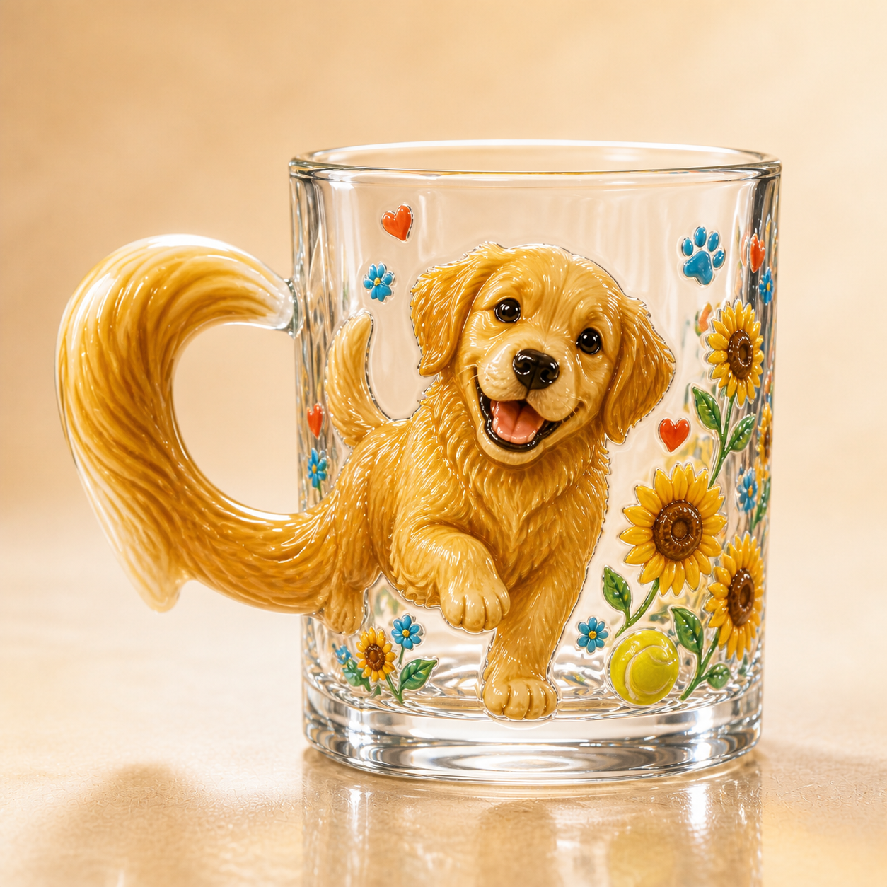 3D Animal Tail Glass Mug